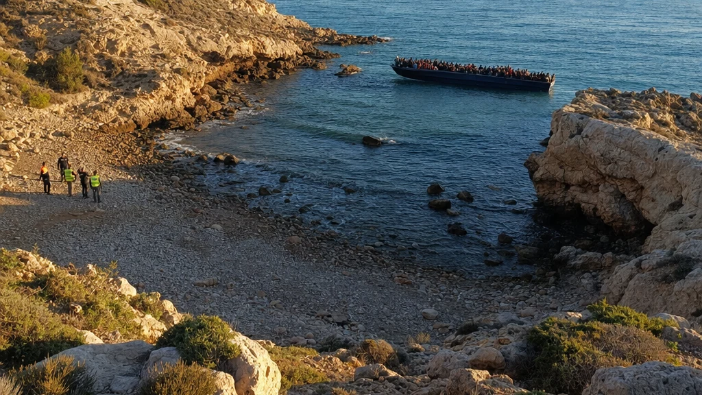 Unas 50 personas llegan en embarcación a Cala de los Dentoles, en Cartagena