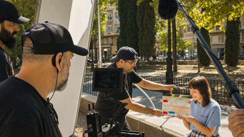 Equipo de rodaje durante una producción audiovisual en la Región de Murcia