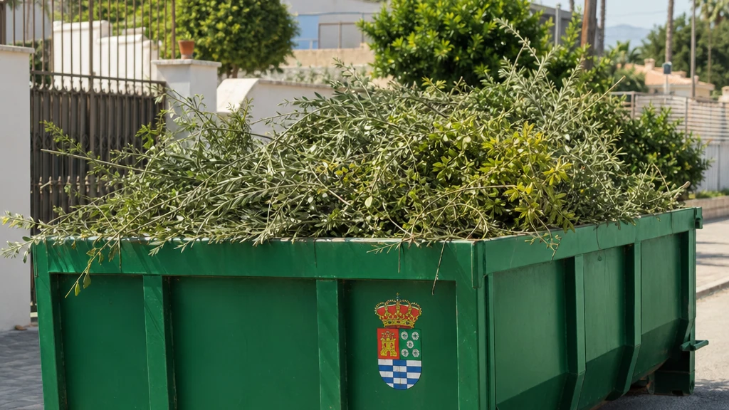 Contenedor municipal destinado a la recogida de restos de poda doméstica en Molina de Segu