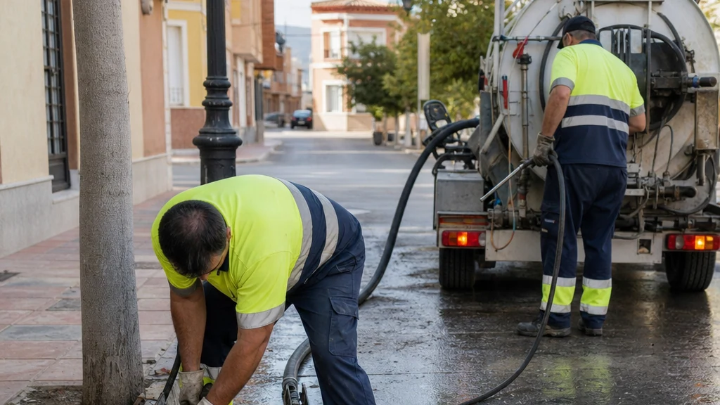 Operarios realizan tareas de limpieza viaria e imbornales en Alguazas