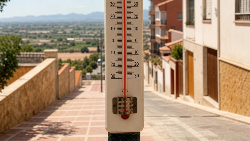 Termómetro exterior bajo el sol durante un episodio de altas temperaturas en la Vega del S