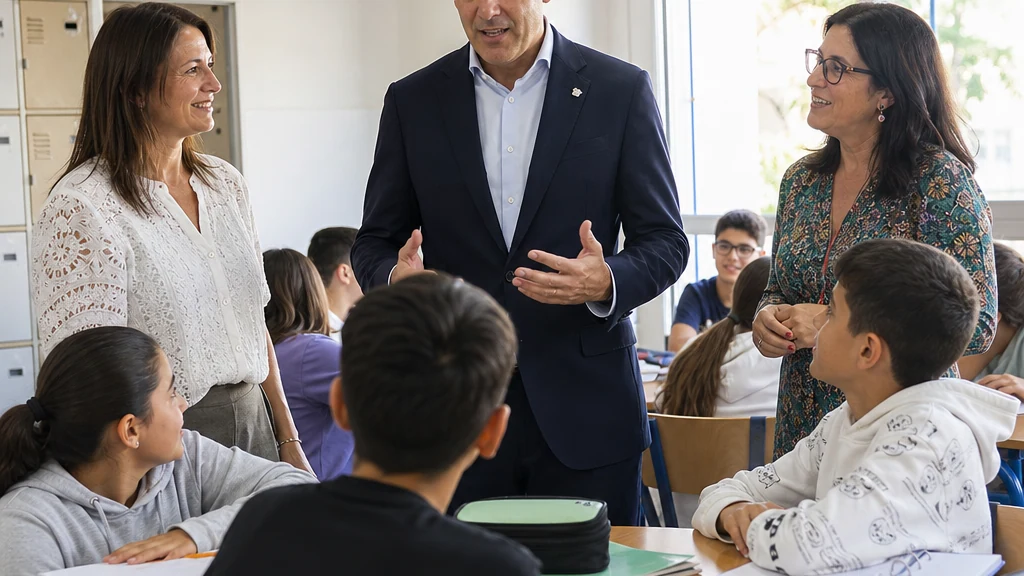 Víctor Marín visita el colegio San Pedro de Las Palas durante el inicio de las clases de p