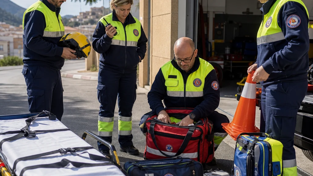 Integrantes del voluntariado de Protección Civil de Abarán con su equipamiento operativo