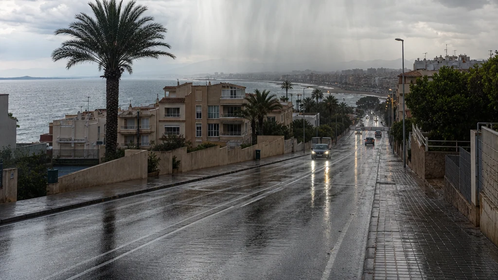 Cielo de tormenta sobre el litoral de la Región de Murcia ante el aviso naranja por lluvia