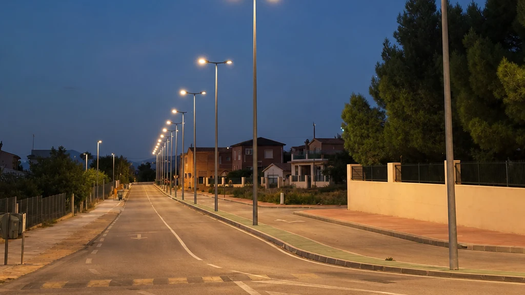 Vista nocturna del alumbrado público de Abarán incluida en la información sobre la renovac