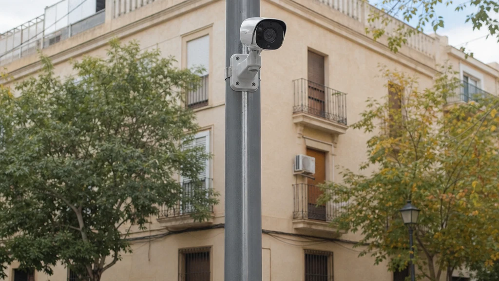 Cámara de seguridad instalada en una calle del barrio de El Carmen, en Murcia
