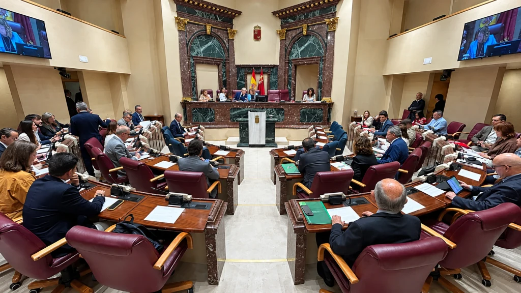 Hemiciclo de la Asamblea Regional de Murcia durante una sesión plenaria