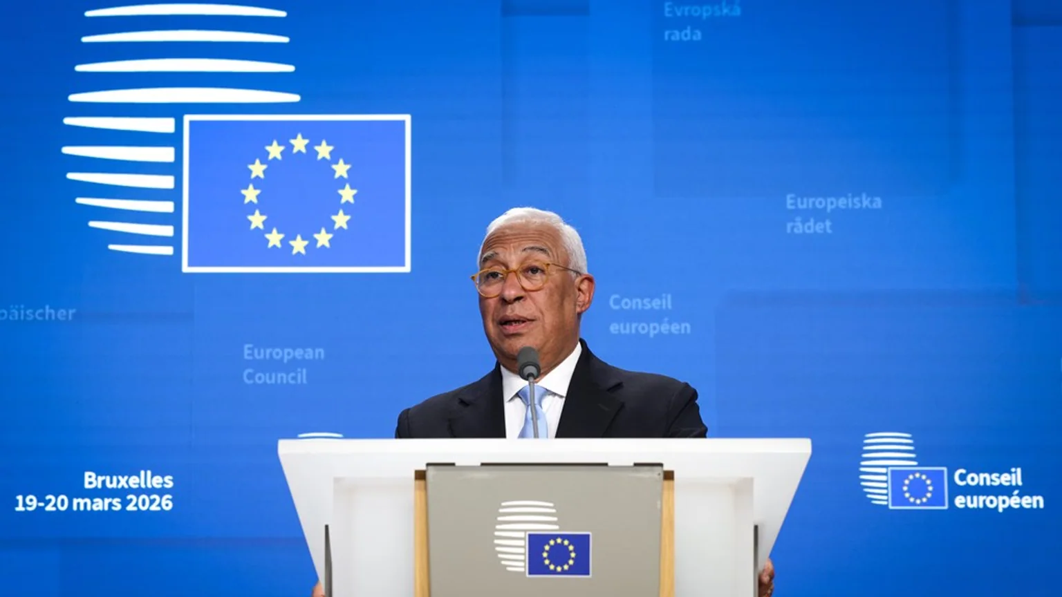 António Costa durante una intervención institucional en el Consejo Europeo