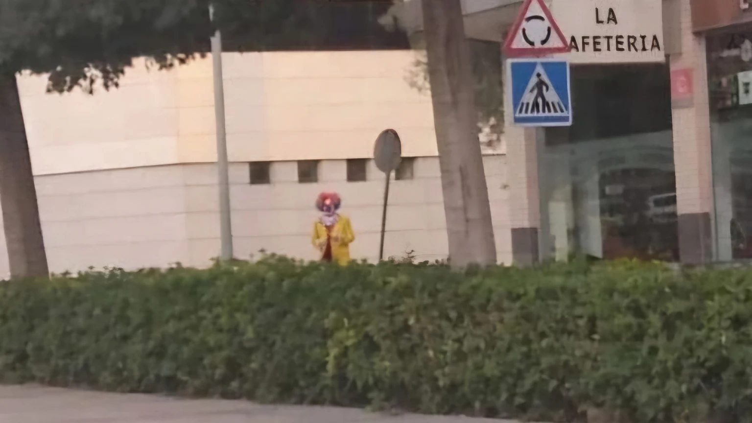 Imagen borrosa de un supuesto payaso difundida en redes en el contexto del bulo desmentido en Cieza