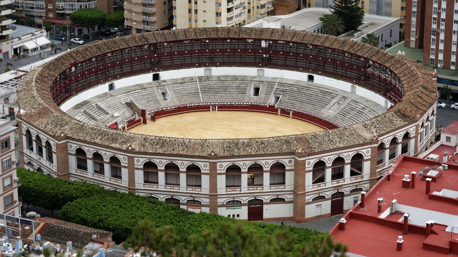 Vista aérea de una plaza de toros española