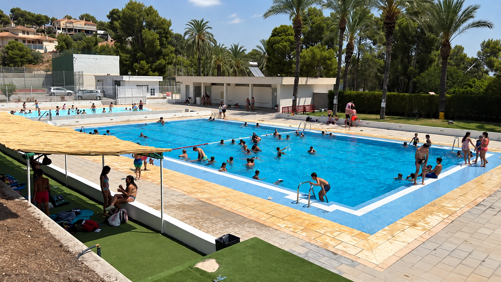 Piscina municipal de Alguazas. Foto del Ayuntamiento, con encuadre adaptado mediante IA.