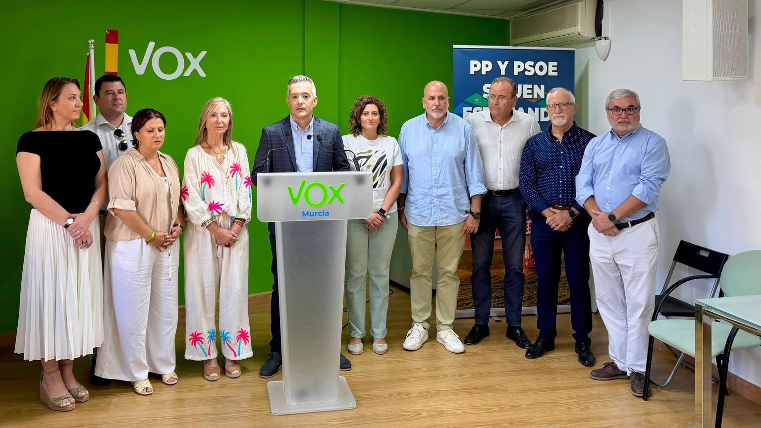 Representantes de VOX Región de Murcia en una comparecencia sobre medidas municipales