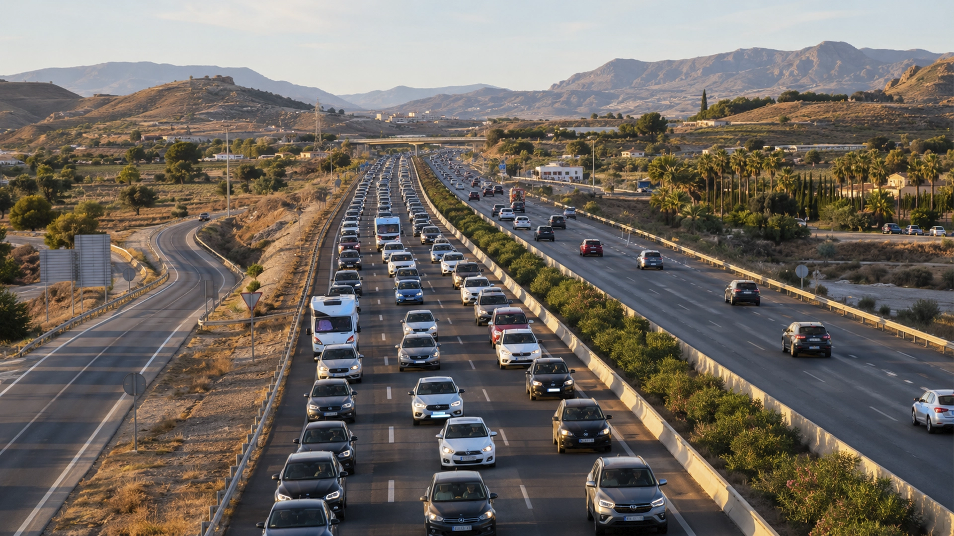 Tráfico en una autovía de la Región de Murcia durante la Operación Retorno