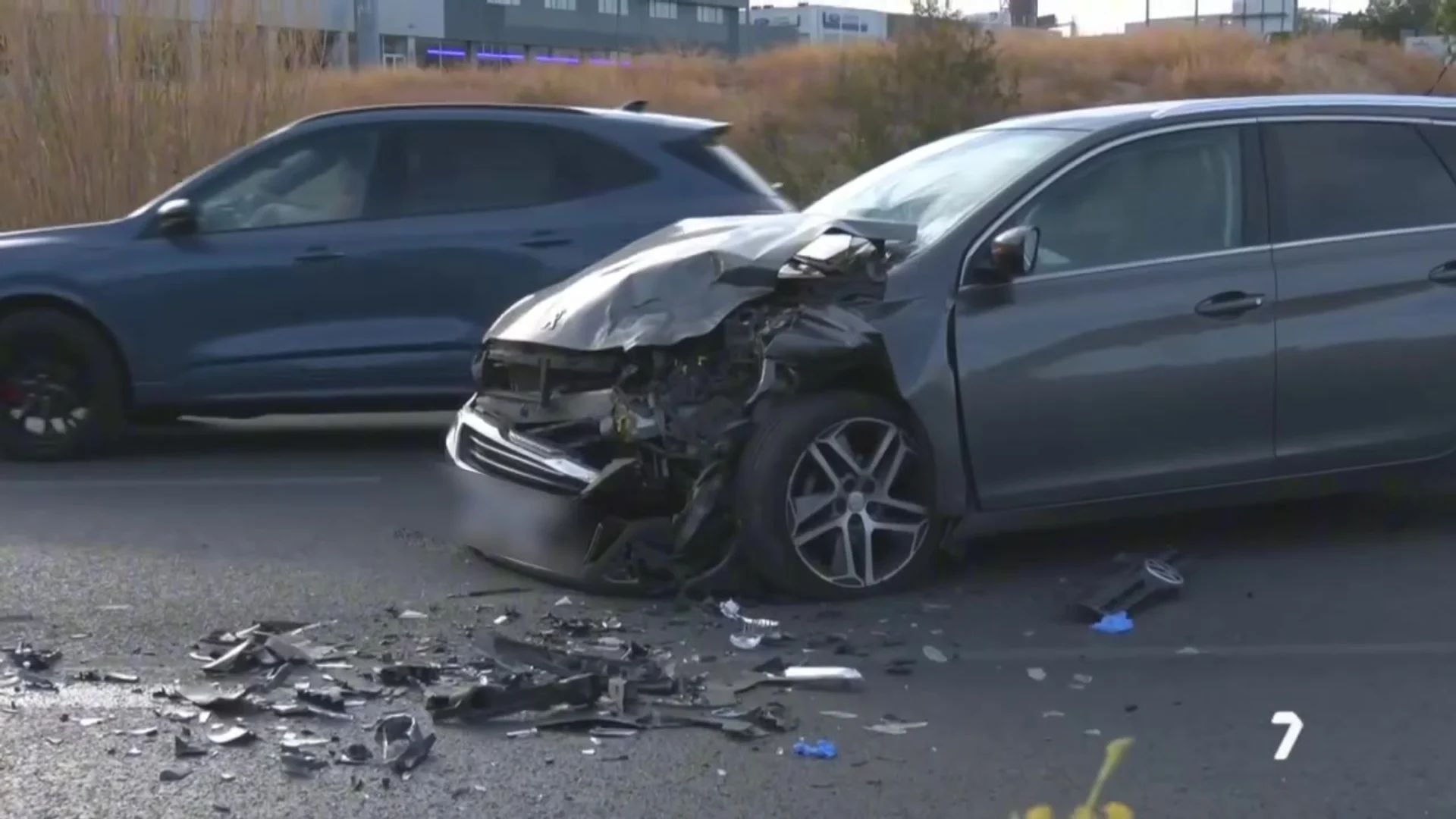 Turismo accidentado tras el choque registrado en El Puntal, Murcia