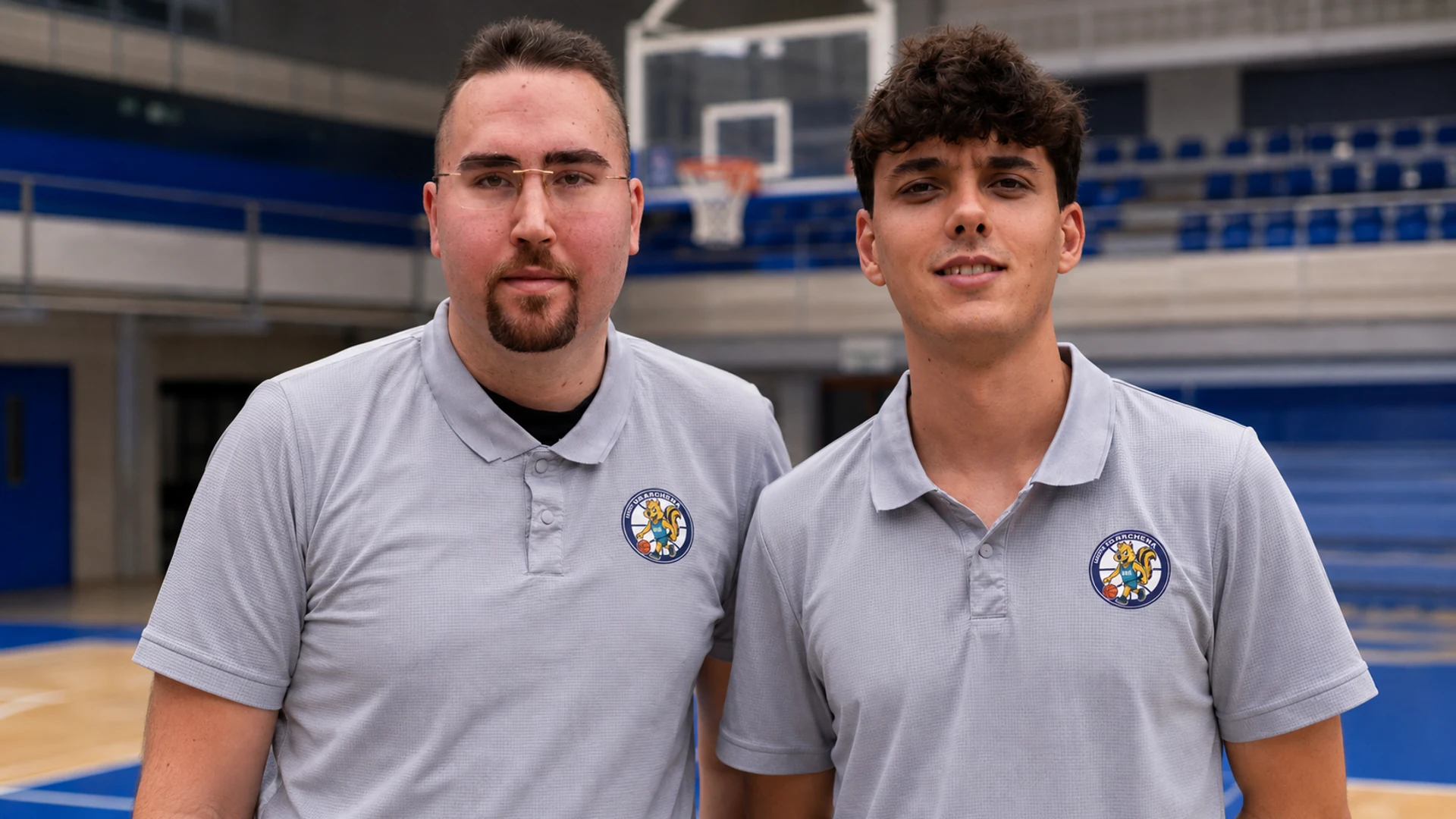 David Bernabé y Dani Guillén Campuzano en una imagen editorial de baloncesto base del UBA Archena