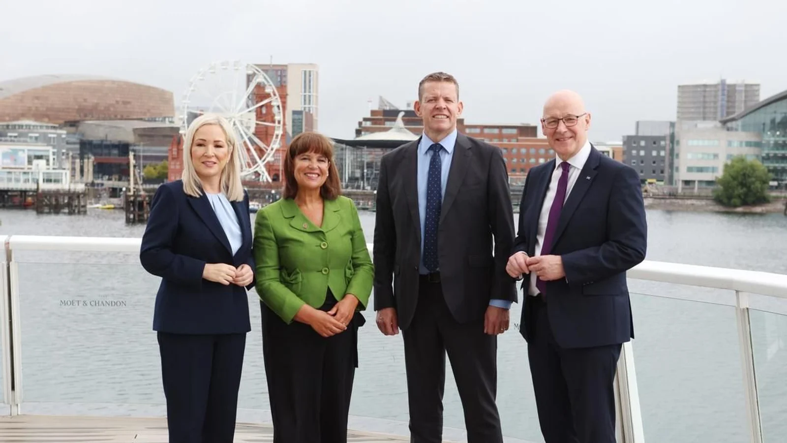 John Swinney, Mary Lou McDonald, Rhun ap Iorwerth y Michelle O'Neill reunidos en Cardiff