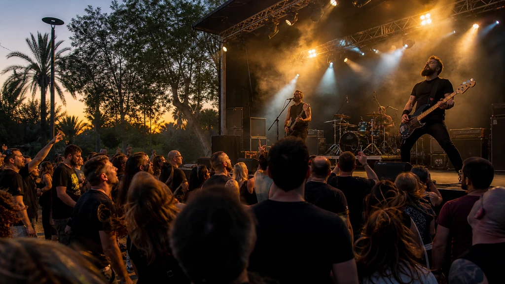 Concierto de rock al aire libre para ilustrar AzáRock 2026 en Abarán